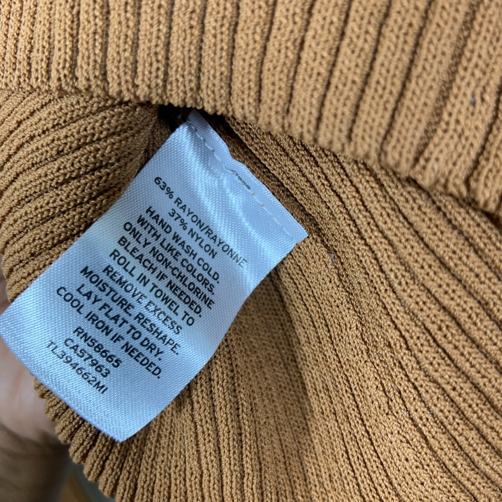 LEITH V-neck Ribbed Henley L/S Tan Size Small - Picture 7 of 8